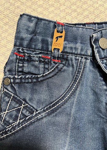Erkek Çocuk Nakışlı Düğmeli Mavi Denim Pantolon - Görsel 2