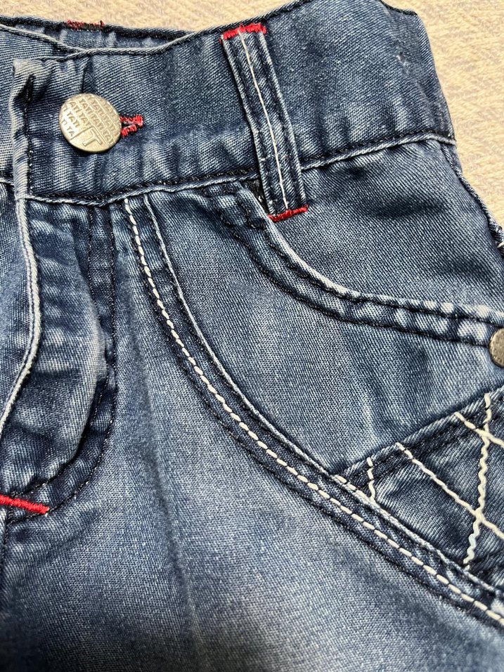 Erkek Çocuk Nakışlı Düğmeli Mavi Denim Pantolon - Görsel 3