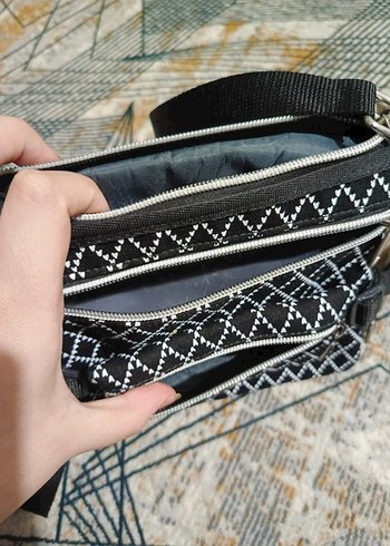 Siyah Gri Deri Desenli Kadın Çanta - Görsel 2