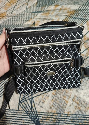 Siyah Gri Deri Desenli Kadın Çanta - Görsel 3