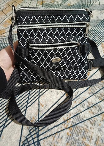 Siyah Gri Deri Desenli Kadın Çanta - Görsel 6