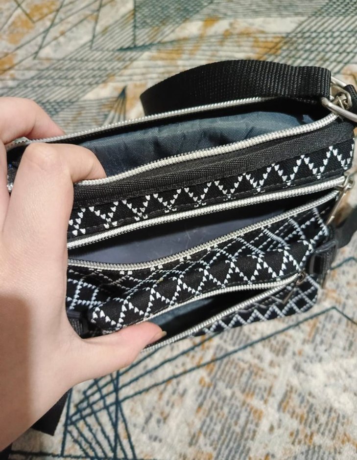 Siyah Gri Deri Desenli Kadın Çanta - Görsel 2