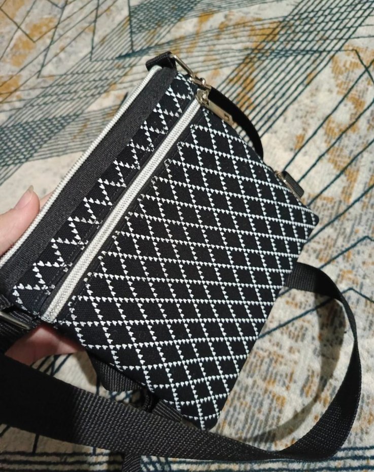 Siyah Gri Deri Desenli Kadın Çanta - Görsel 4