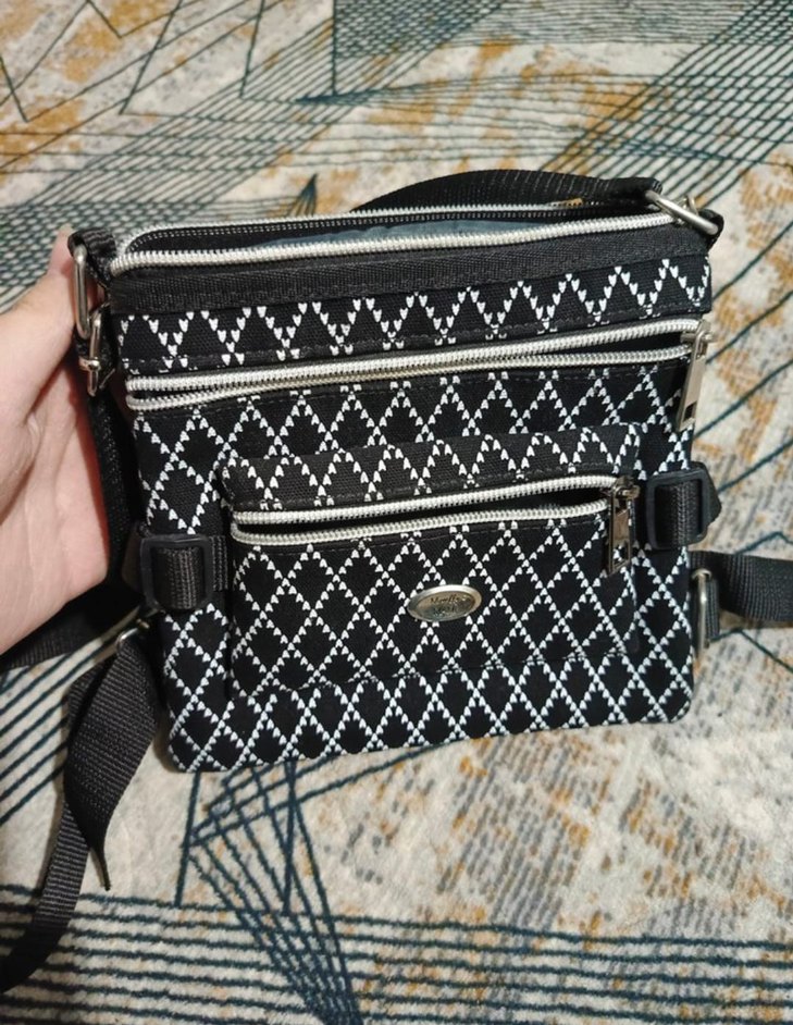 Siyah Gri Deri Desenli Kadın Çanta - Görsel 3