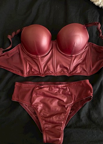 Bordo Gotik Deri Sütyen ve Külot Takımı - Görsel 2