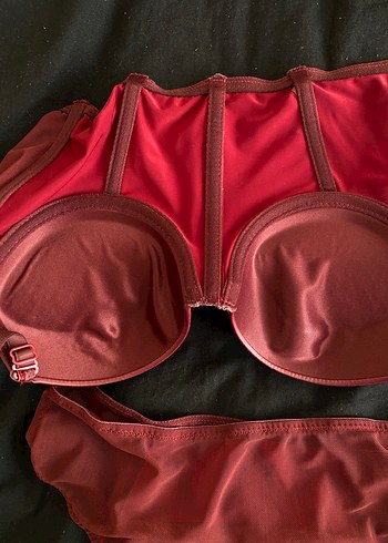 Bordo Gotik Deri Sütyen ve Külot Takımı - Görsel 4