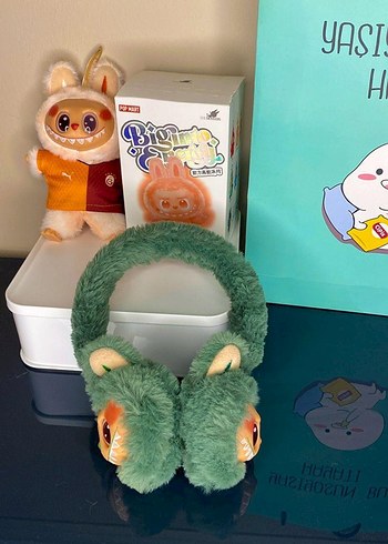 Renkli Yeşil Peluş Kulaklık
