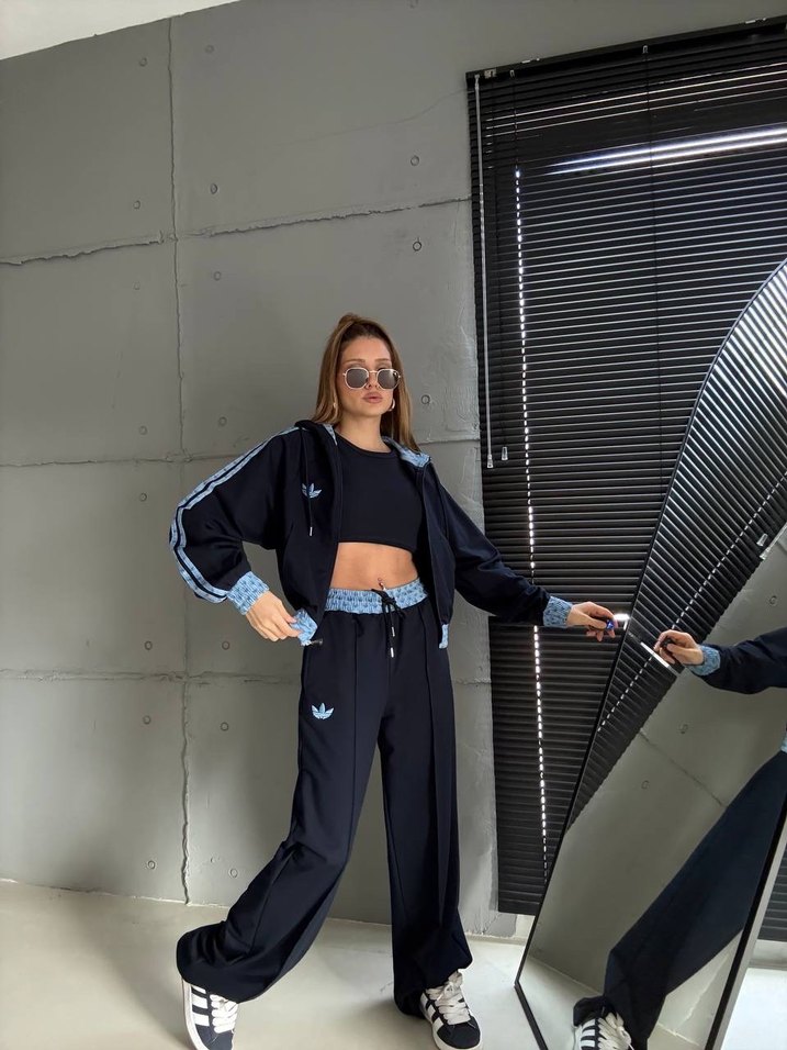 L XL Denim Kadın Spor Takım Yüksek Yaka - Görsel 2