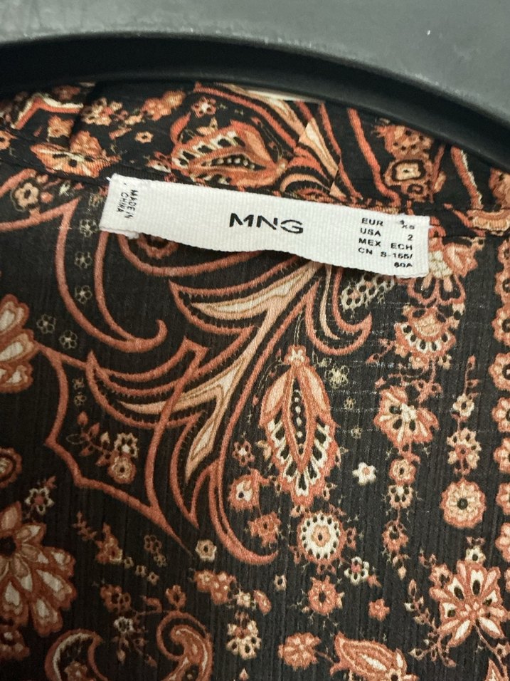 Kahverengi Bohem Uzun Kollu Fırfırlı Bluz - Görsel 2