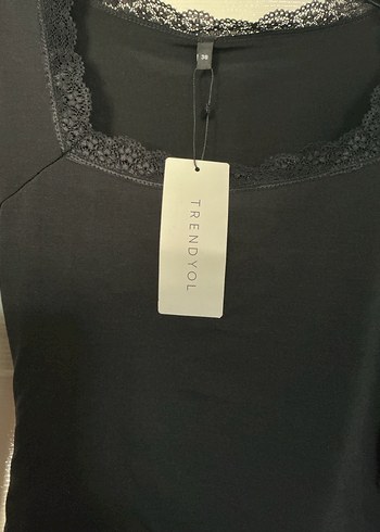 Dantel Detaylı Siyah Uzun Kollu Bluz - Görsel 2