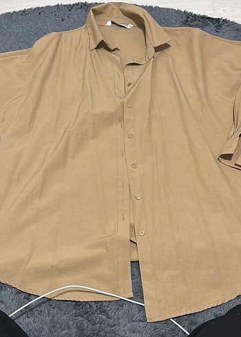 oversize bej gomlek