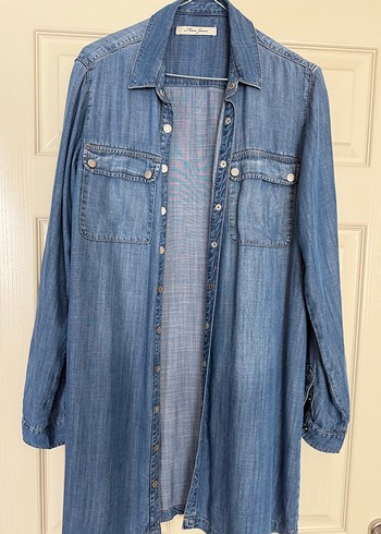 Mavi Düğmeli Kadın Mavi Denim elbise