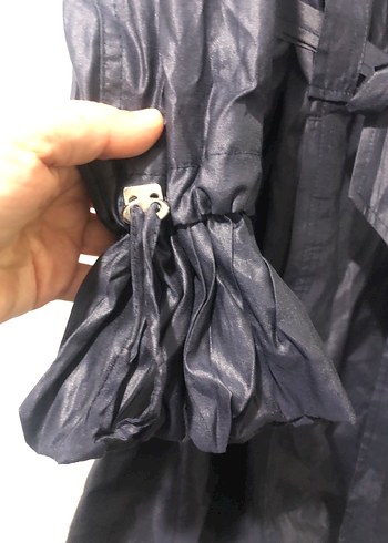 Gri Parlak Uzun Drapeli Ceketi - Görsel 3