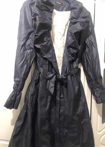 Gri Parlak Uzun Drapeli Ceketi - Görsel 2