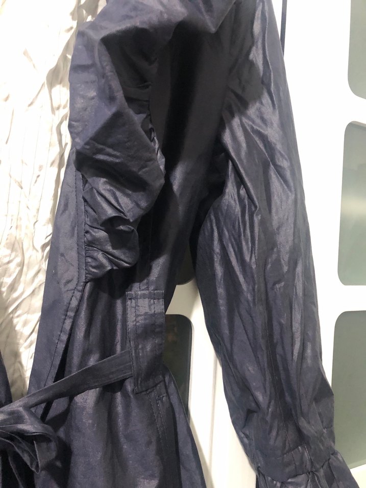 Gri Parlak Uzun Drapeli Ceketi - Görsel 5