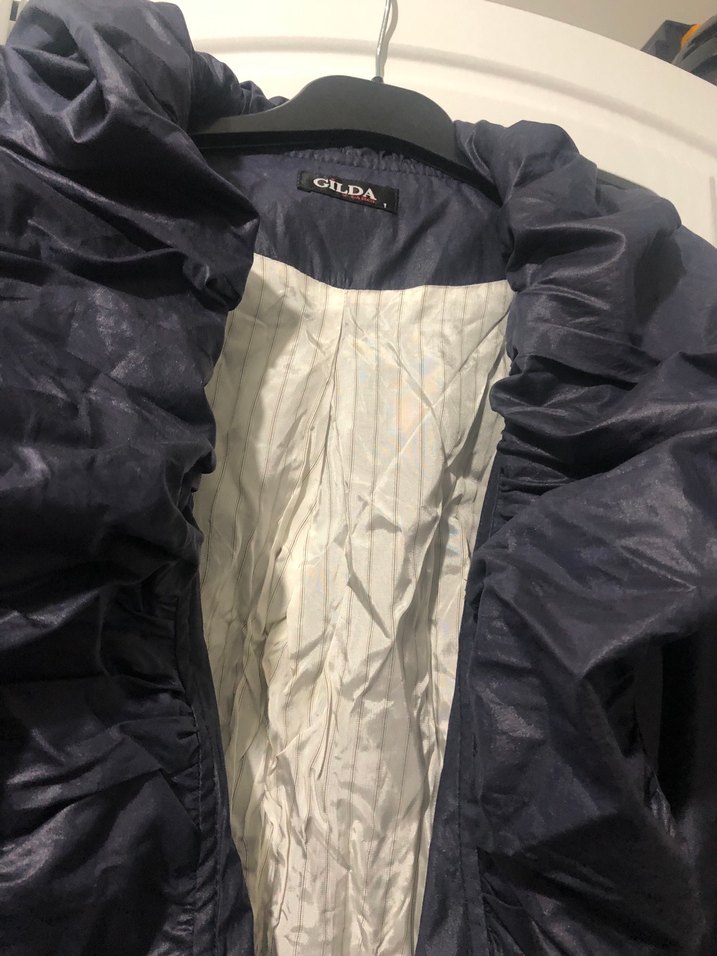 Gri Parlak Uzun Drapeli Ceketi - Görsel 4