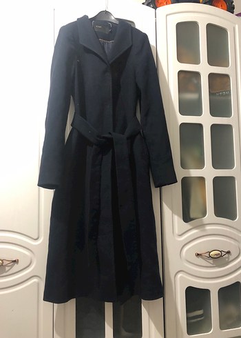 Kemerli Lacivert Uzun Kaban - Görsel 5