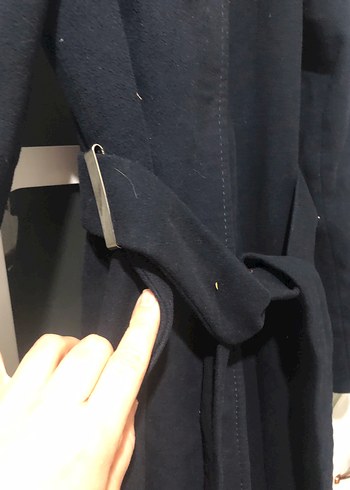 Kemerli Lacivert Uzun Kaban - Görsel 2