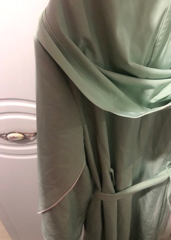 Yeşil Uzun Keten Kadın Trençkot - Görsel 3