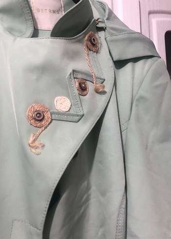 Yeşil Uzun Keten Kadın Trençkot - Görsel 9