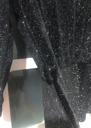 Kadın Siyah Simli Uzun Kollu Bluz - Görsel 3