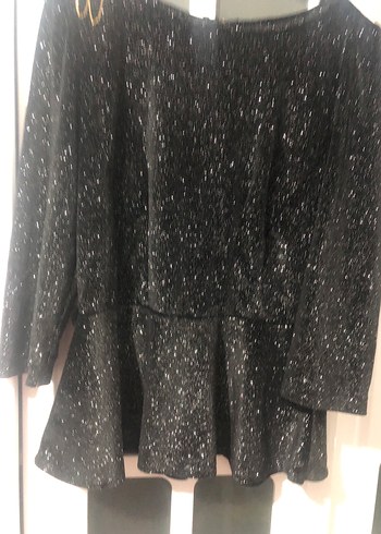 Kadın Siyah Simli Uzun Kollu Bluz - Görsel 6