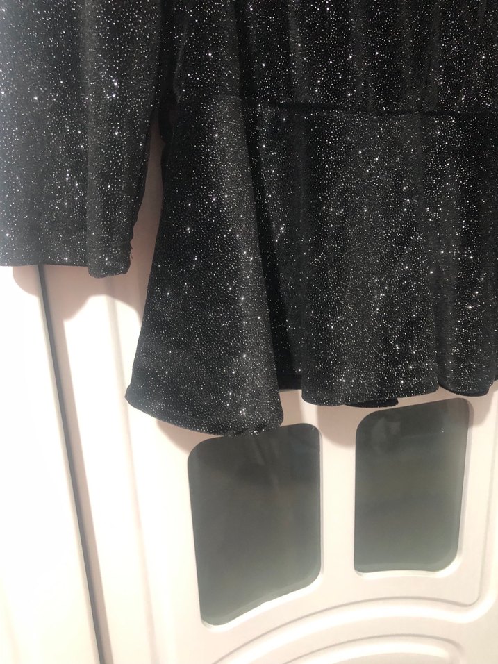 Kadın Siyah Simli Uzun Kollu Bluz - Görsel 2