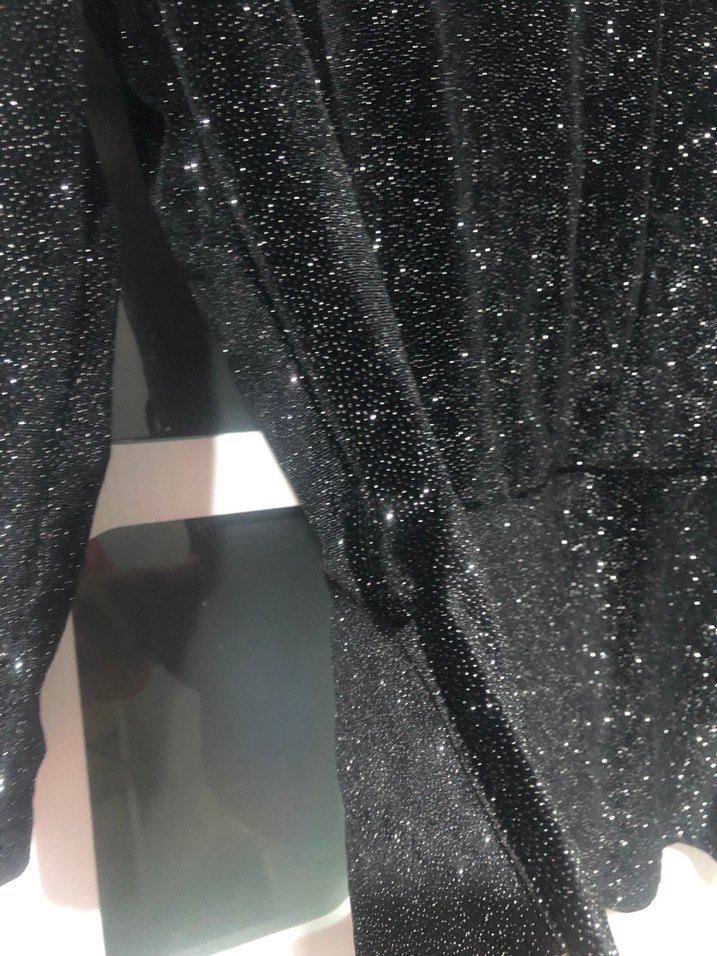 Kadın Siyah Simli Uzun Kollu Bluz - Görsel 3