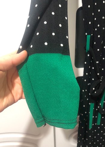 Puantiye Desenli Yeşil Uzun Elbise - Görsel 5