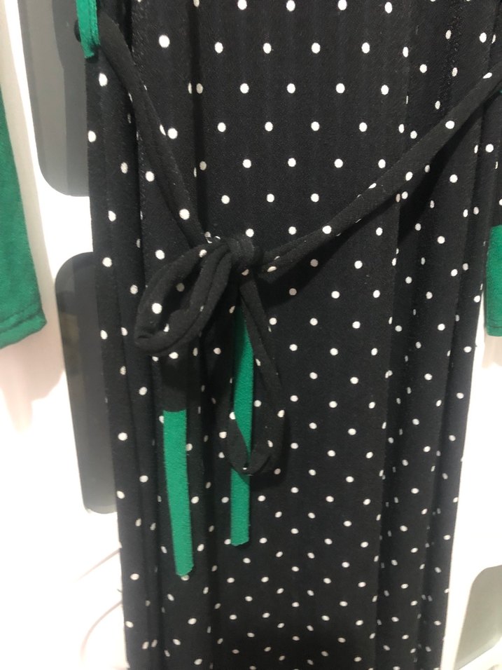 Puantiye Desenli Yeşil Uzun Elbise - Görsel 3