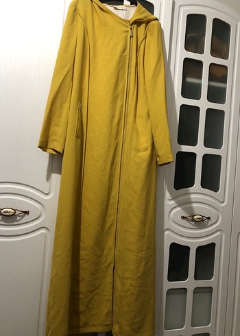 Kadın Sarı Uzun Salaş Kaban kap pardesü - Görsel 2