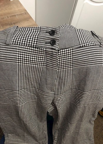 Düğmeli Gri Midi Kumaş Kadın Pantolon - Görsel 6