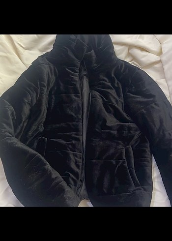 Kadın Siyah Kürklü Midi Streetwear Ceket