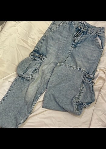Diğer Gevşek Kesim Mavi Denim Kadın Kot Pantolon