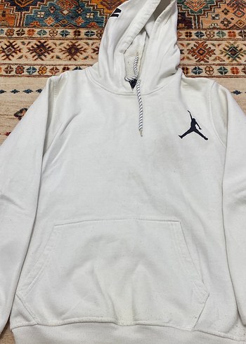 Erkek Beyaz Kapüşonlu Sweatshirt