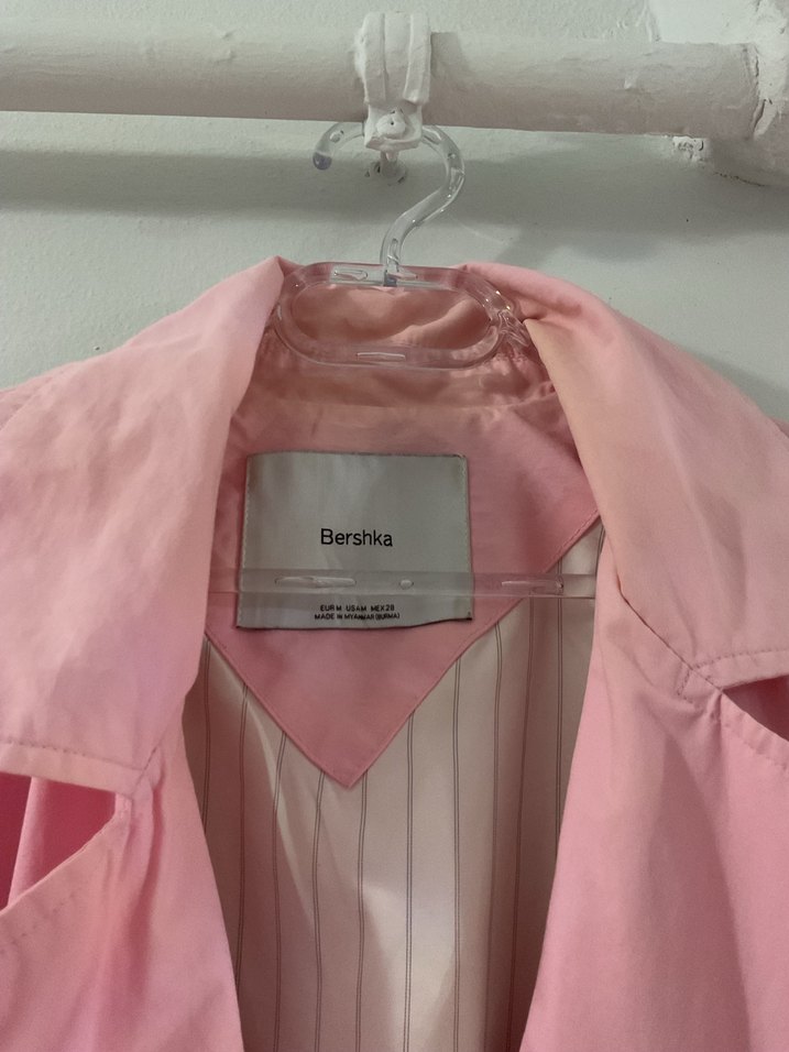 Bershka Pembe Midi Kadın Trençkot - Görsel 2