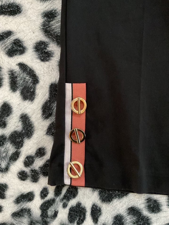 adL-Düğmeli Siyah Kumaş Kadın Pantolon - Görsel 2