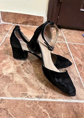 Topuklu Siyah Süet Kadın Akşam Ayakkabısı - Görsel 4