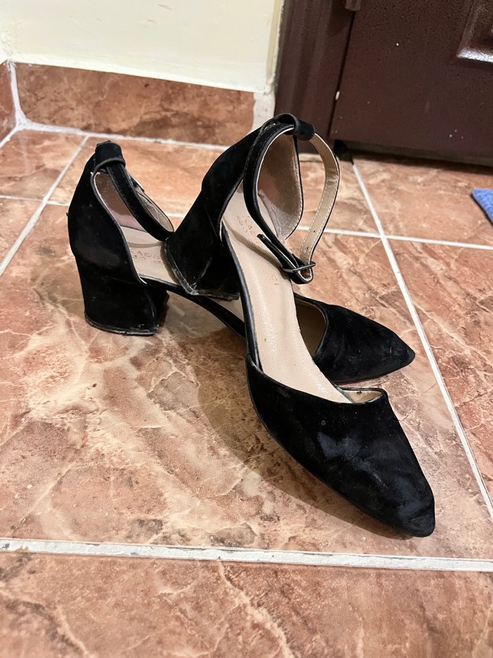 Topuklu Siyah Süet Kadın Akşam Ayakkabısı - Görsel 4