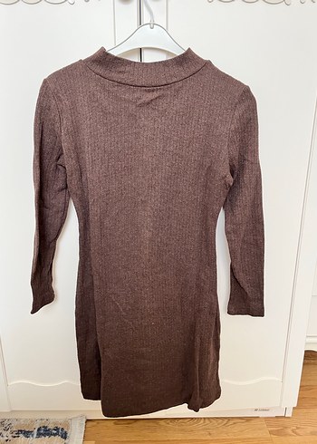 Kadın Kahverengi Yarım Fermuarlı Triko Elbise - Görsel 2