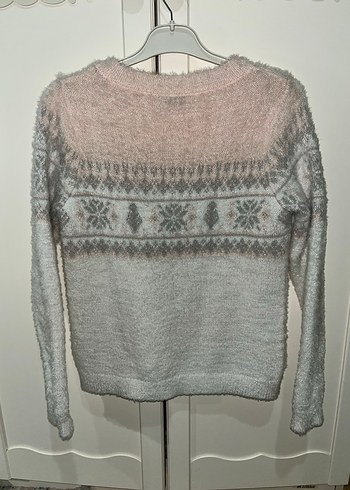 Gri Desenli Bohem Örgü Kazak - Görsel 2