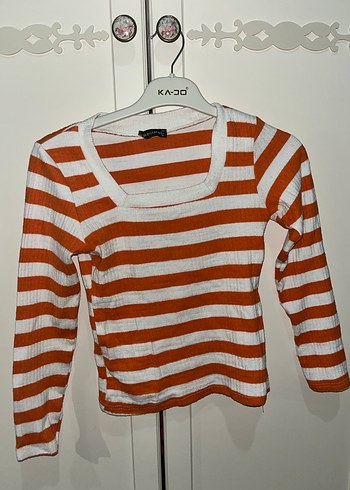 Çizgili Uzun Kollu Kadın Triko - Görsel 2