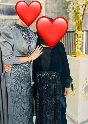 Uzun Kollu Gri Gotik Abiye Elbise