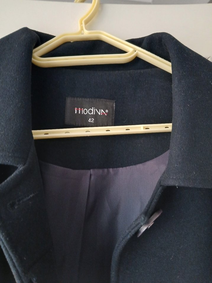 Siyah Uzun Kadın Kaban Notch Yaka - Görsel 5