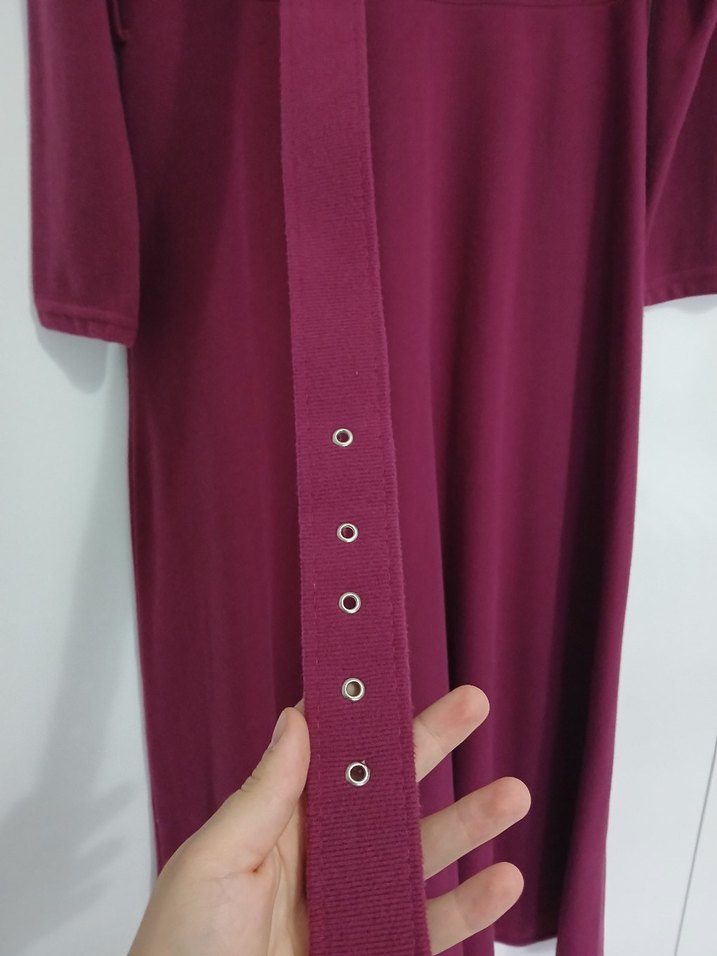 fuşya Uzun Kollu Salaş Kadın Elbise - Görsel 3