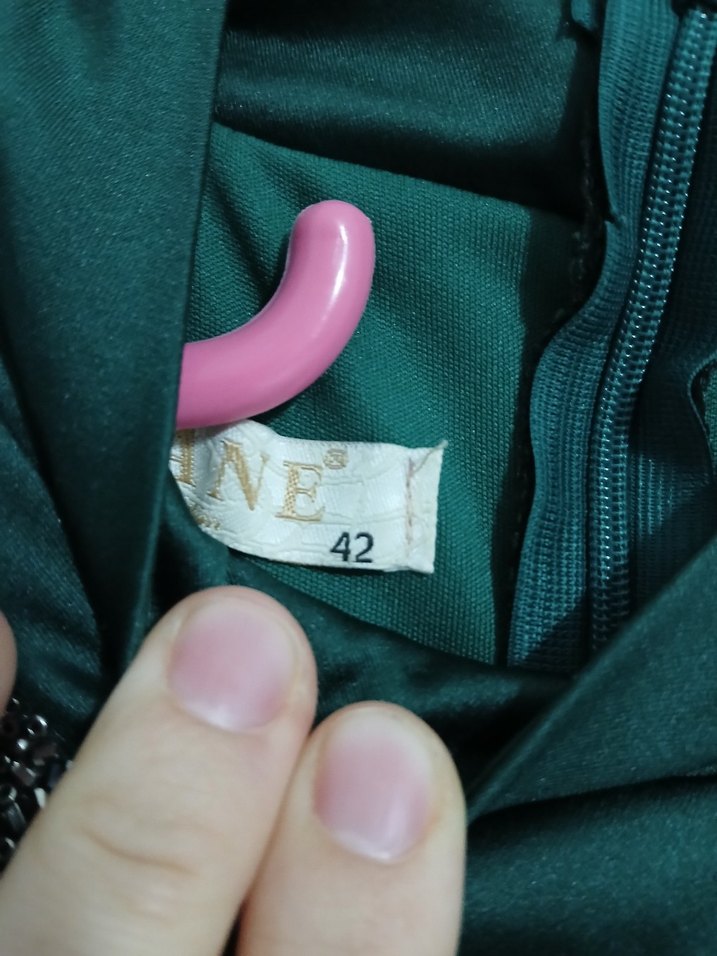 Uzun Kol Drapeli Haki Sade Nişan Elbisesi - Görsel 4