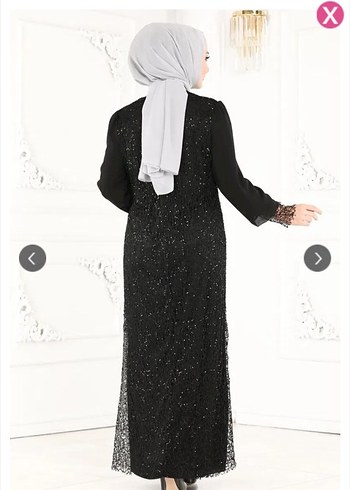 Siyah İşlemeli Uzun Kollu Abiye Elbise - Görsel 4