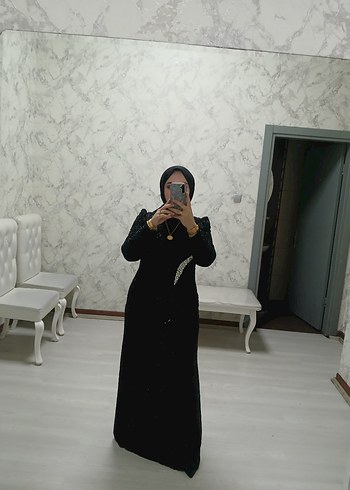 Siyah Yılan Desenli Uzun Abiye Elbise - Görsel 4