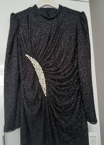 Siyah Yılan Desenli Uzun Abiye Elbise - Görsel 3