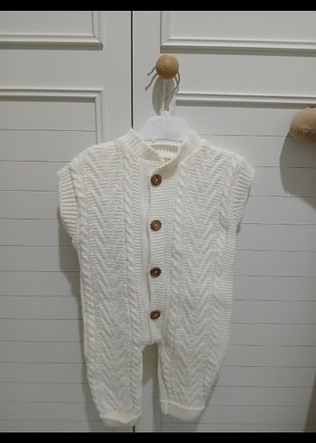 Beyaz Triko Erkek Bebek Tulum - Görsel 2